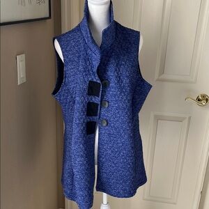 Blue Sleeveless Vest with Black Buttons